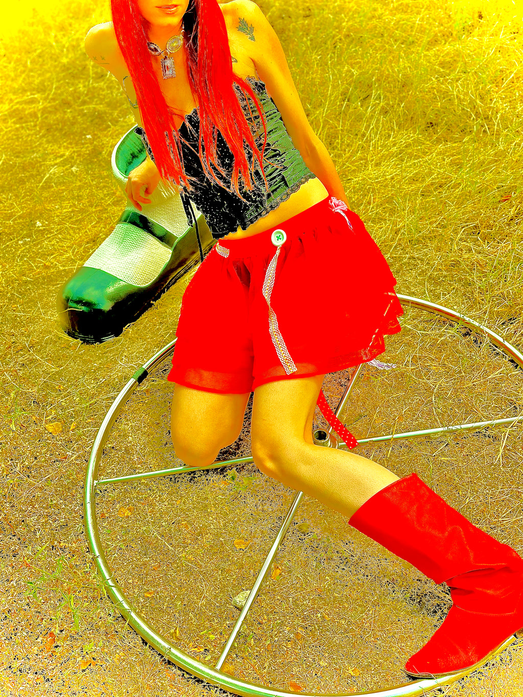 upcycled red sheer tutu