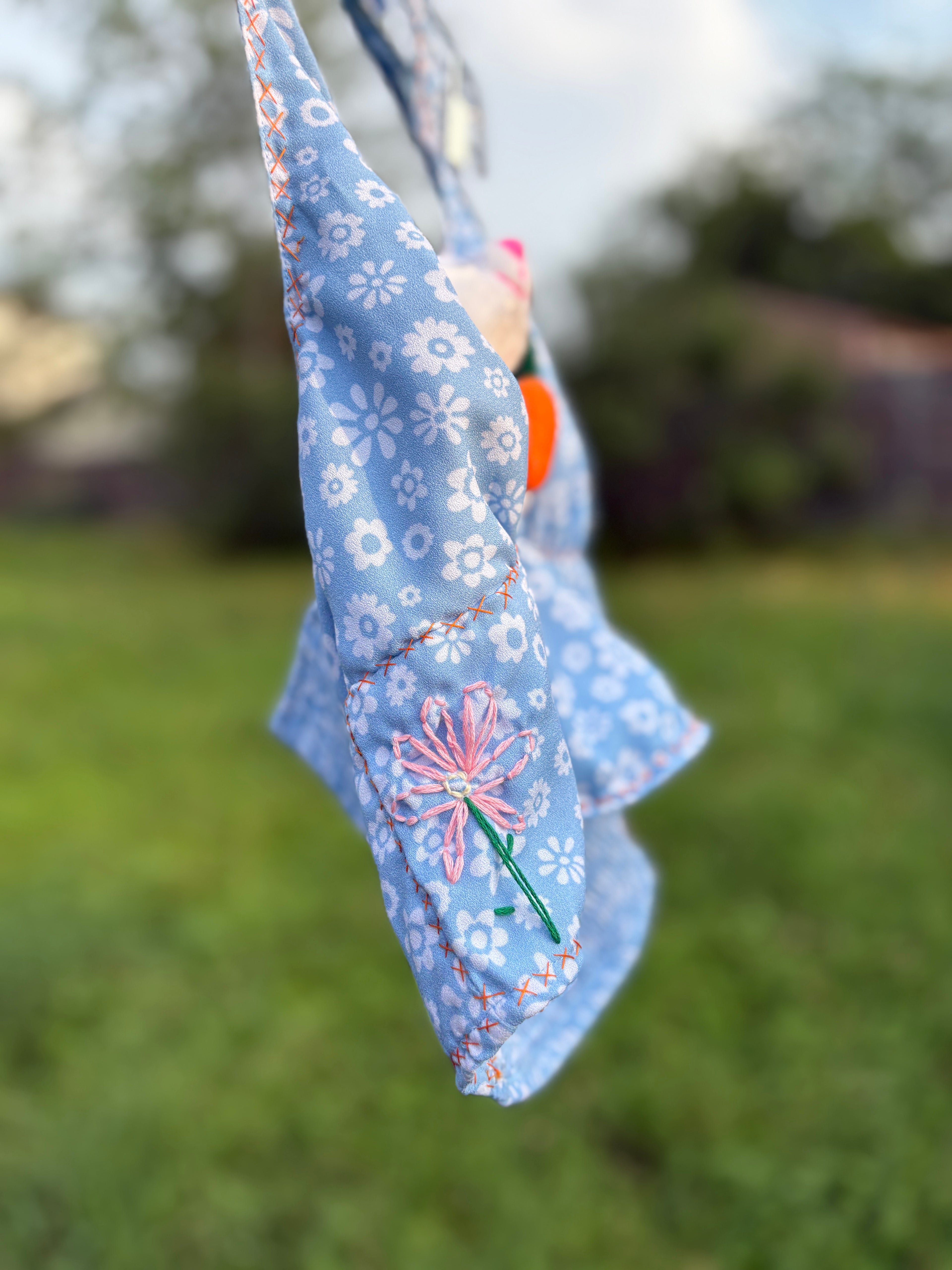 upcycled blue bunny halter top