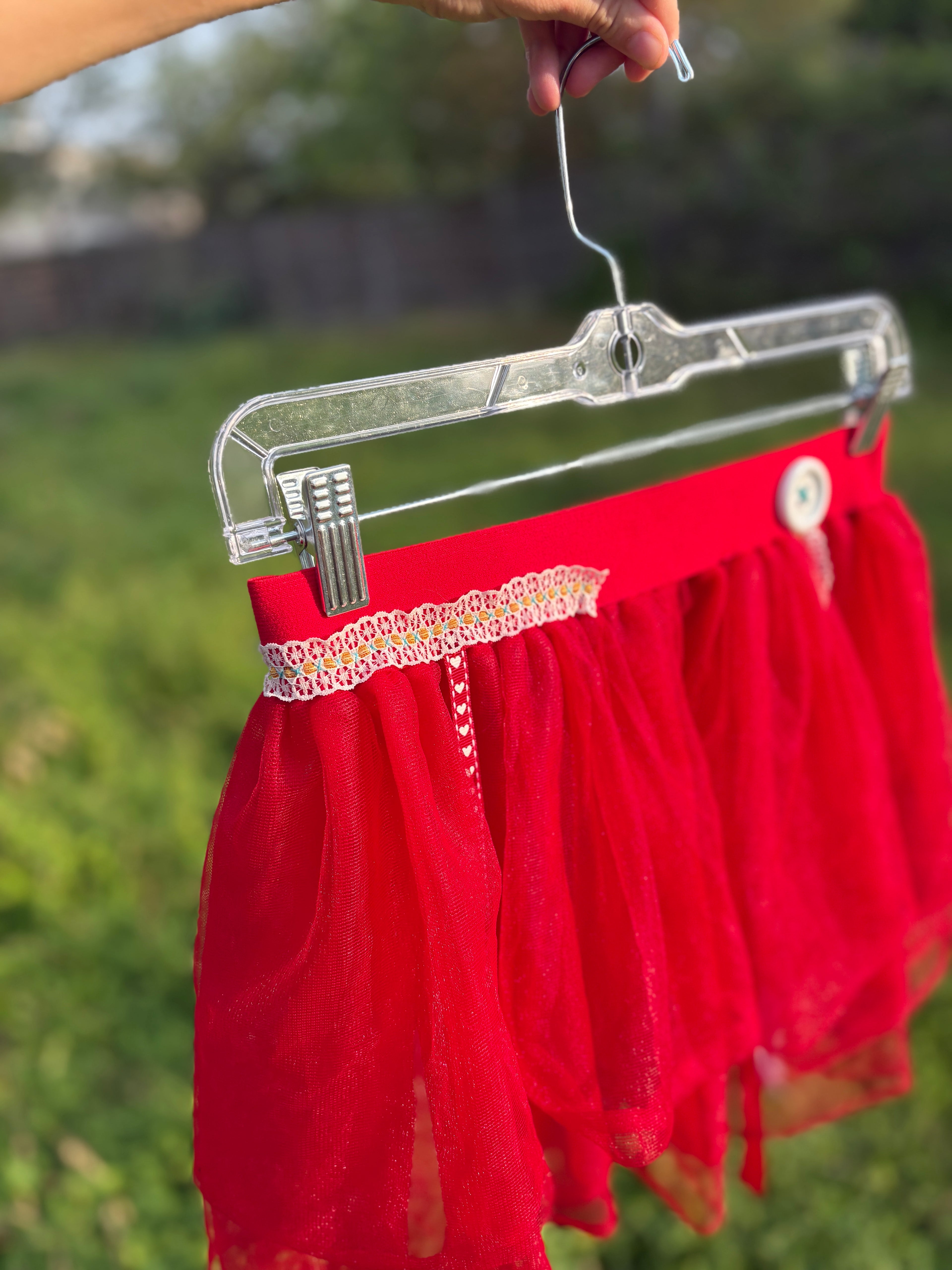 upcycled red sheer tutu