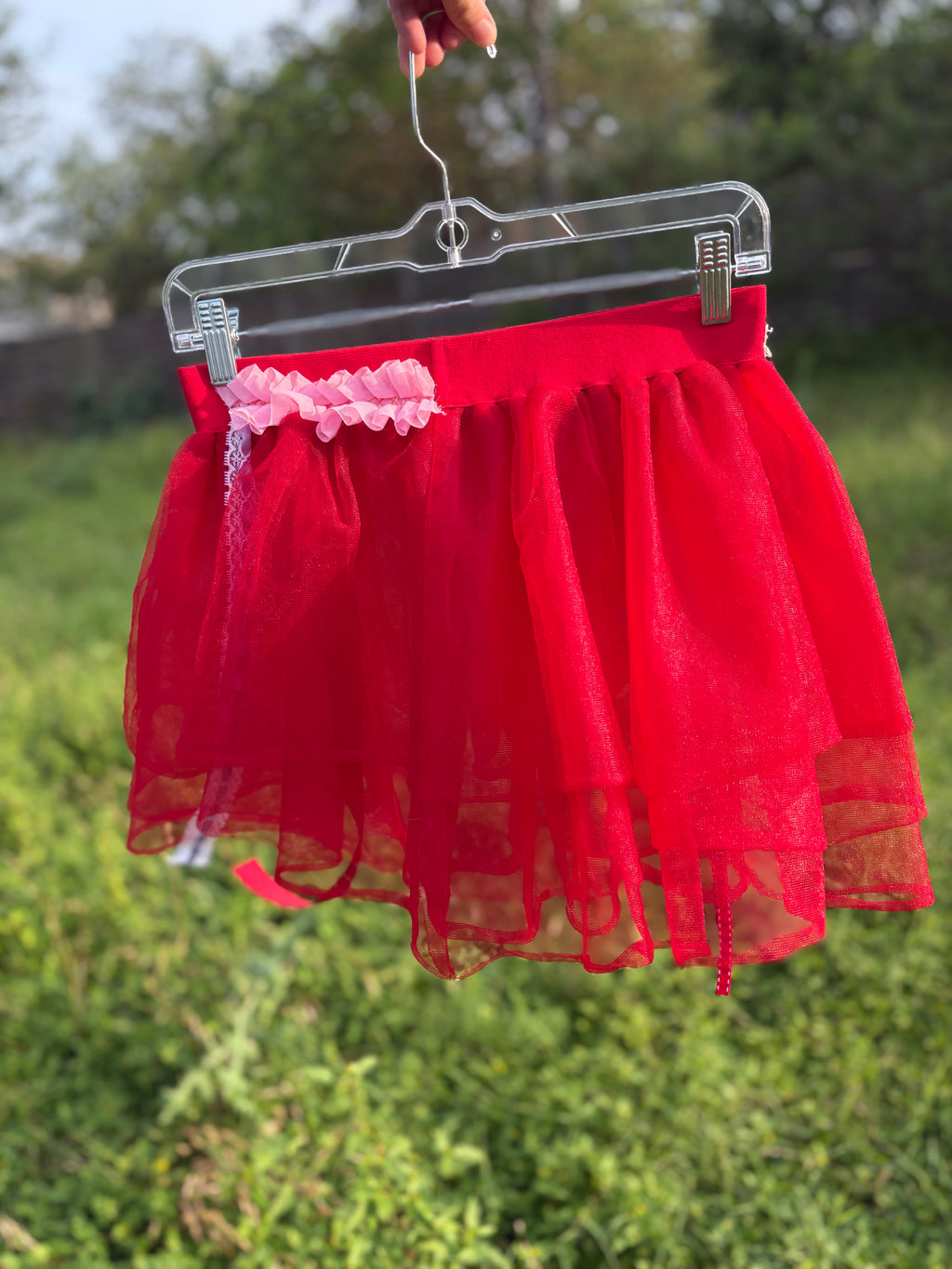 upcycled red sheer tutu