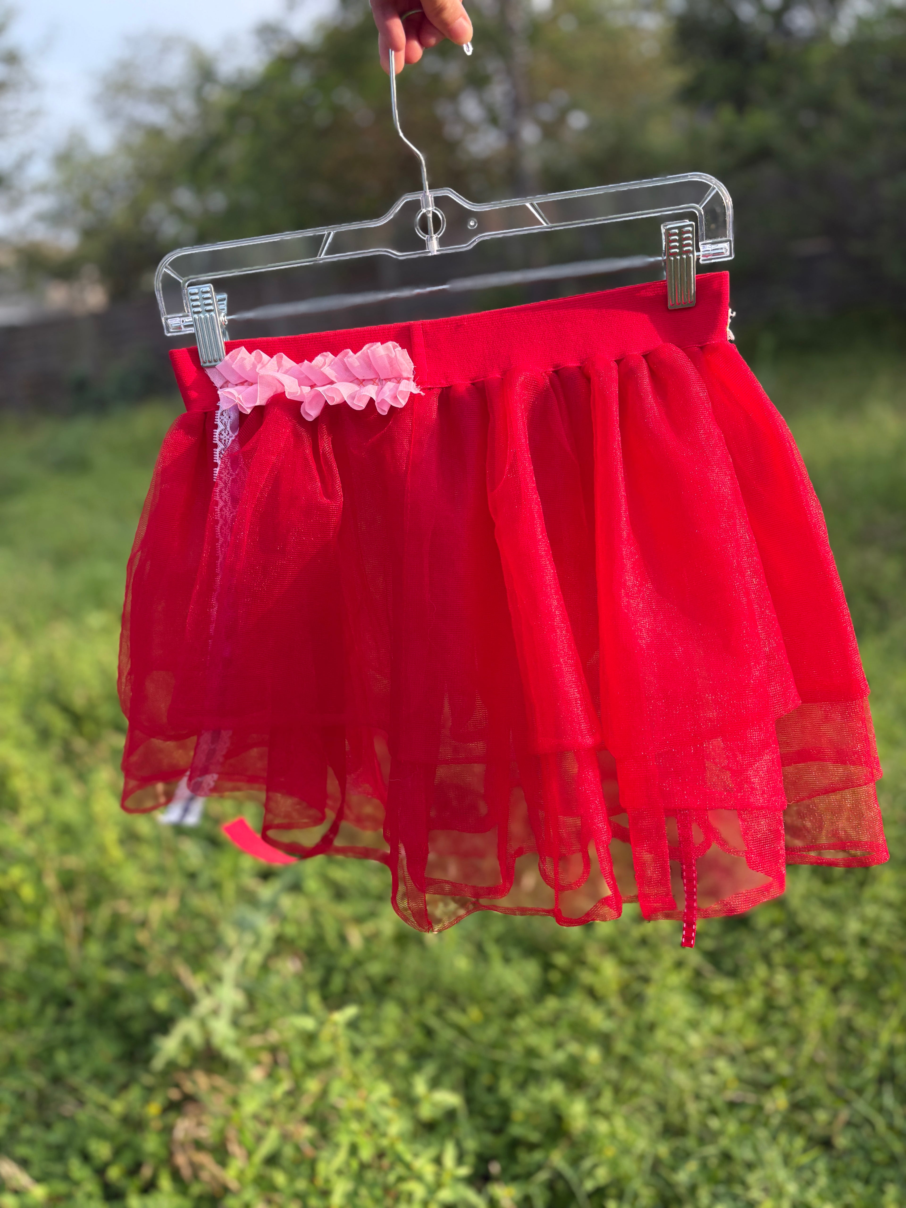 upcycled red sheer tutu