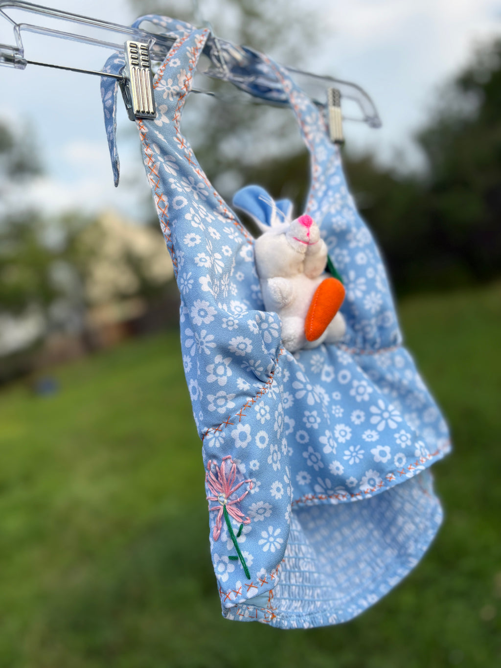 upcycled blue bunny halter top