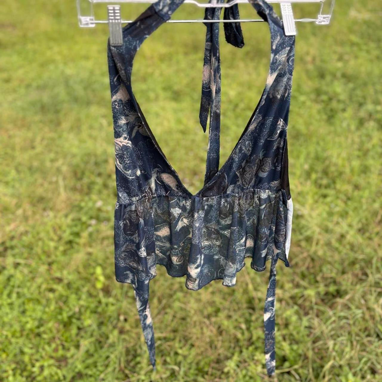 blue halter top
