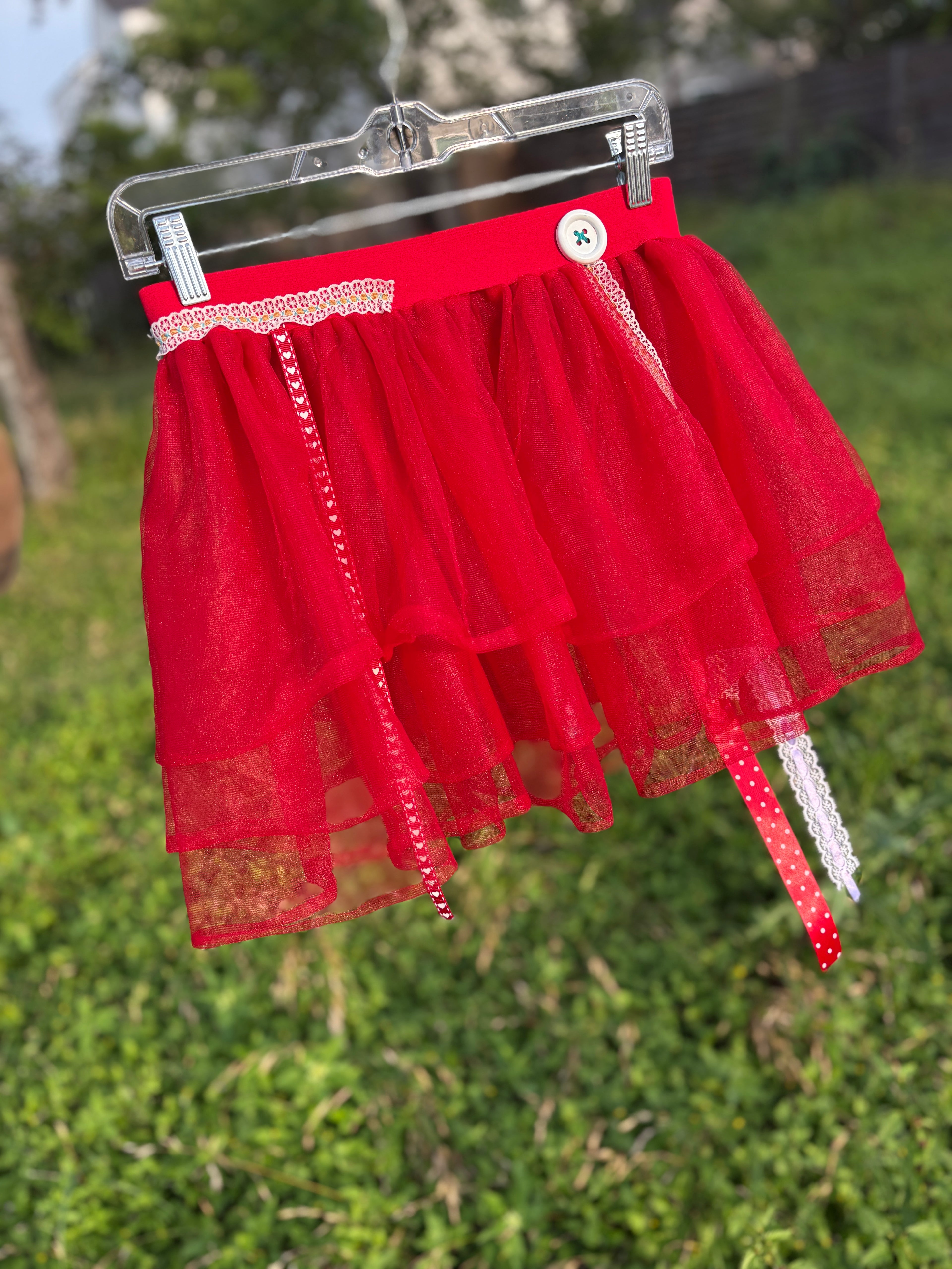 upcycled red sheer tutu