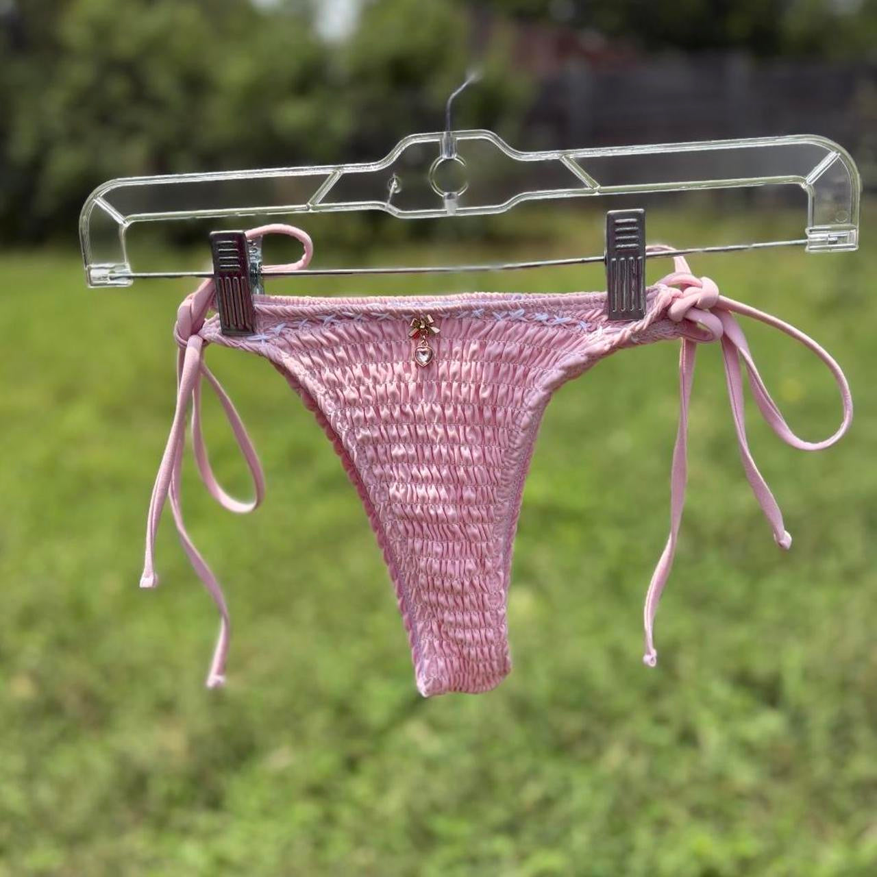 upcycled heart charm bikini bottoms
