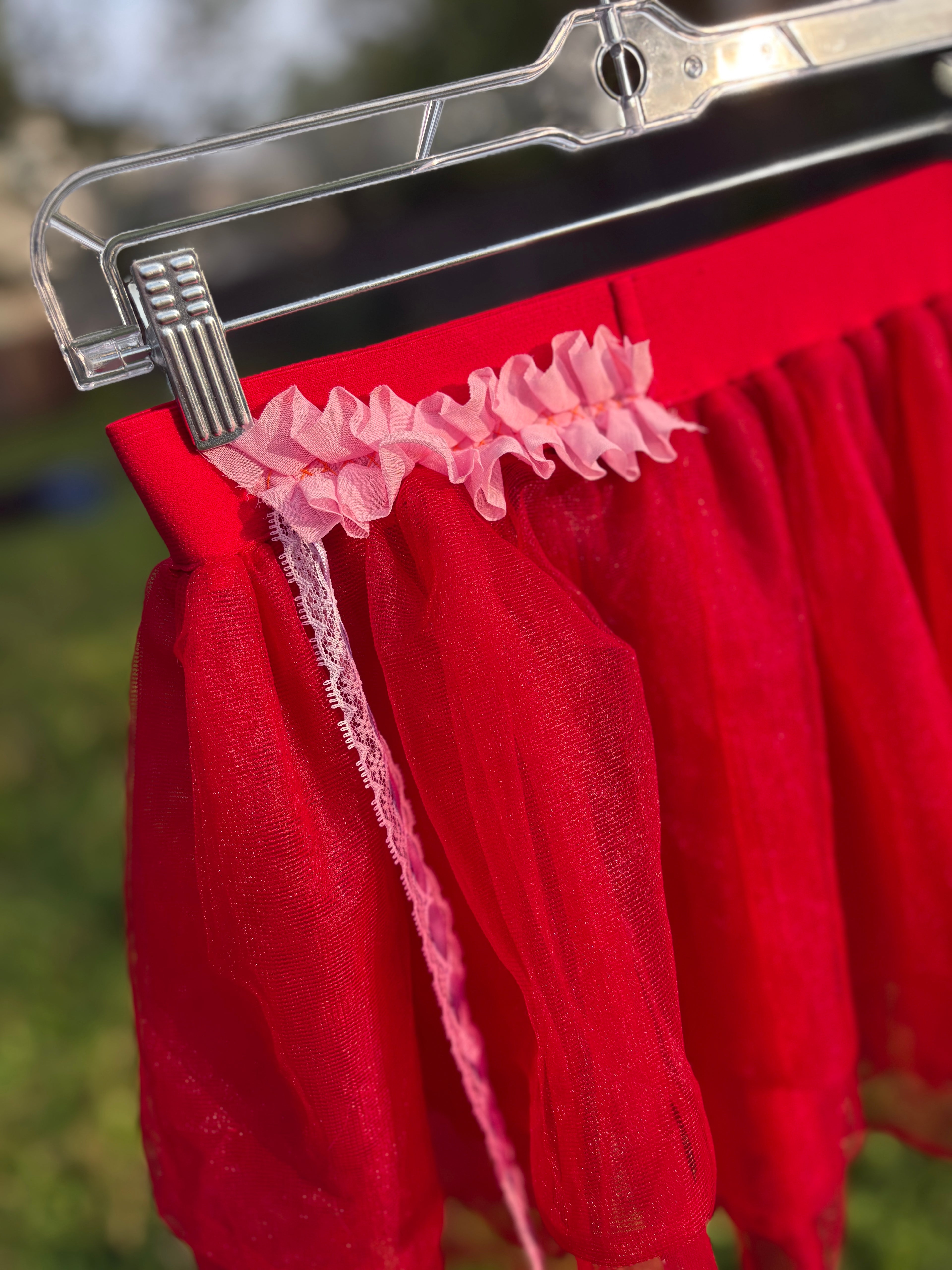 upcycled red sheer tutu