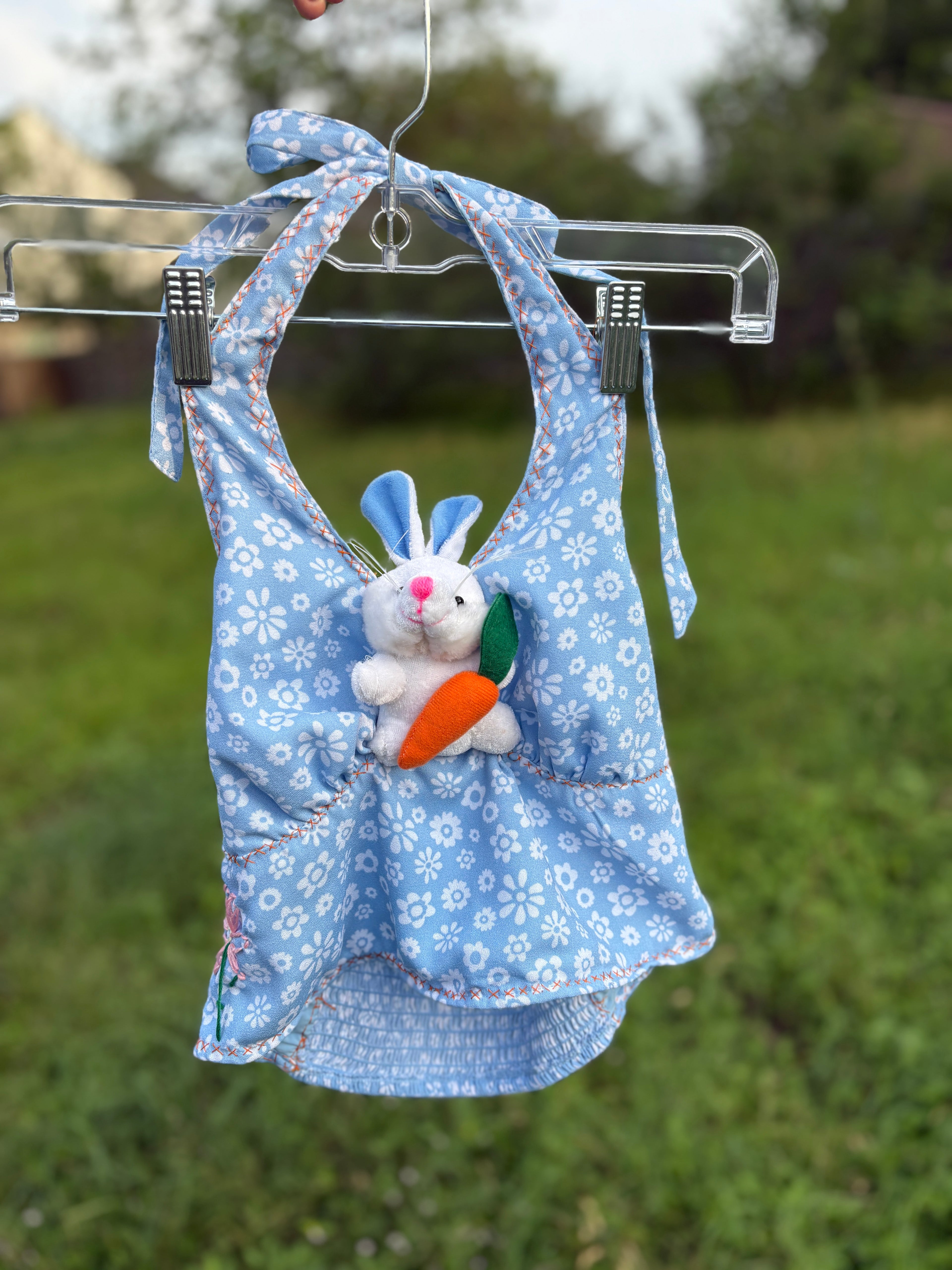 upcycled blue bunny halter top