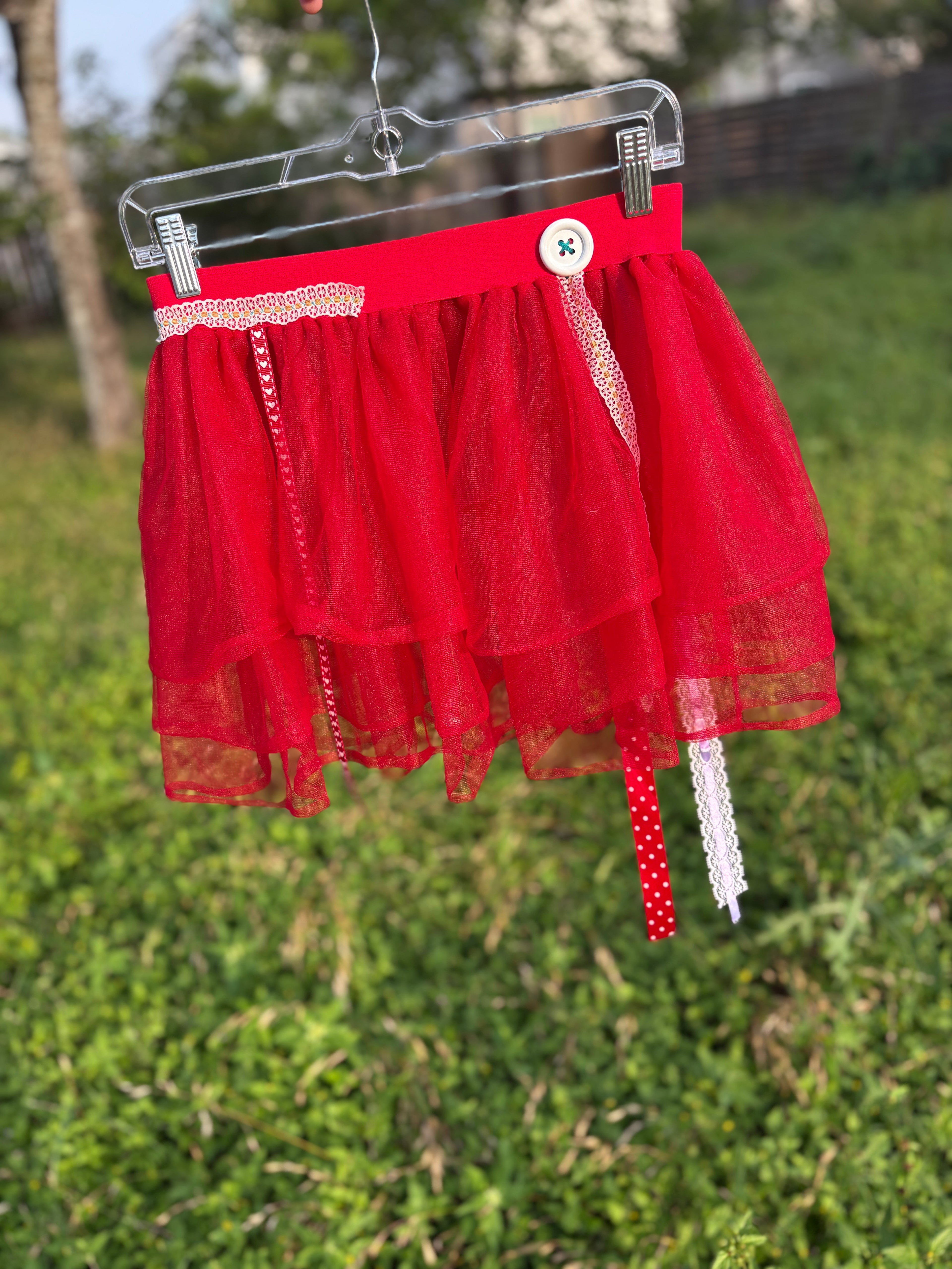 upcycled red sheer tutu
