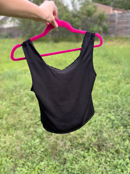 early 00s black lace tank