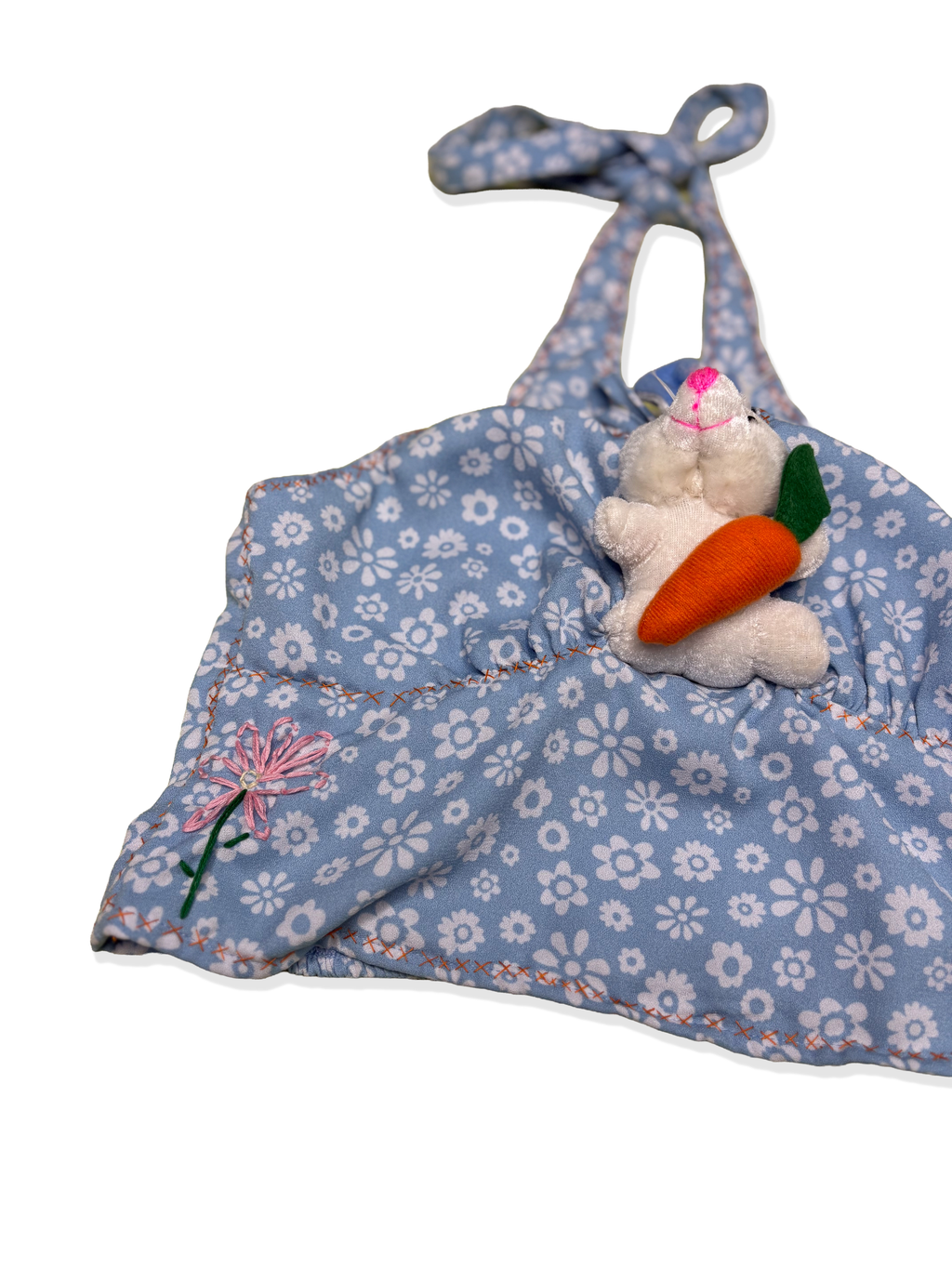 upcycled blue bunny halter top