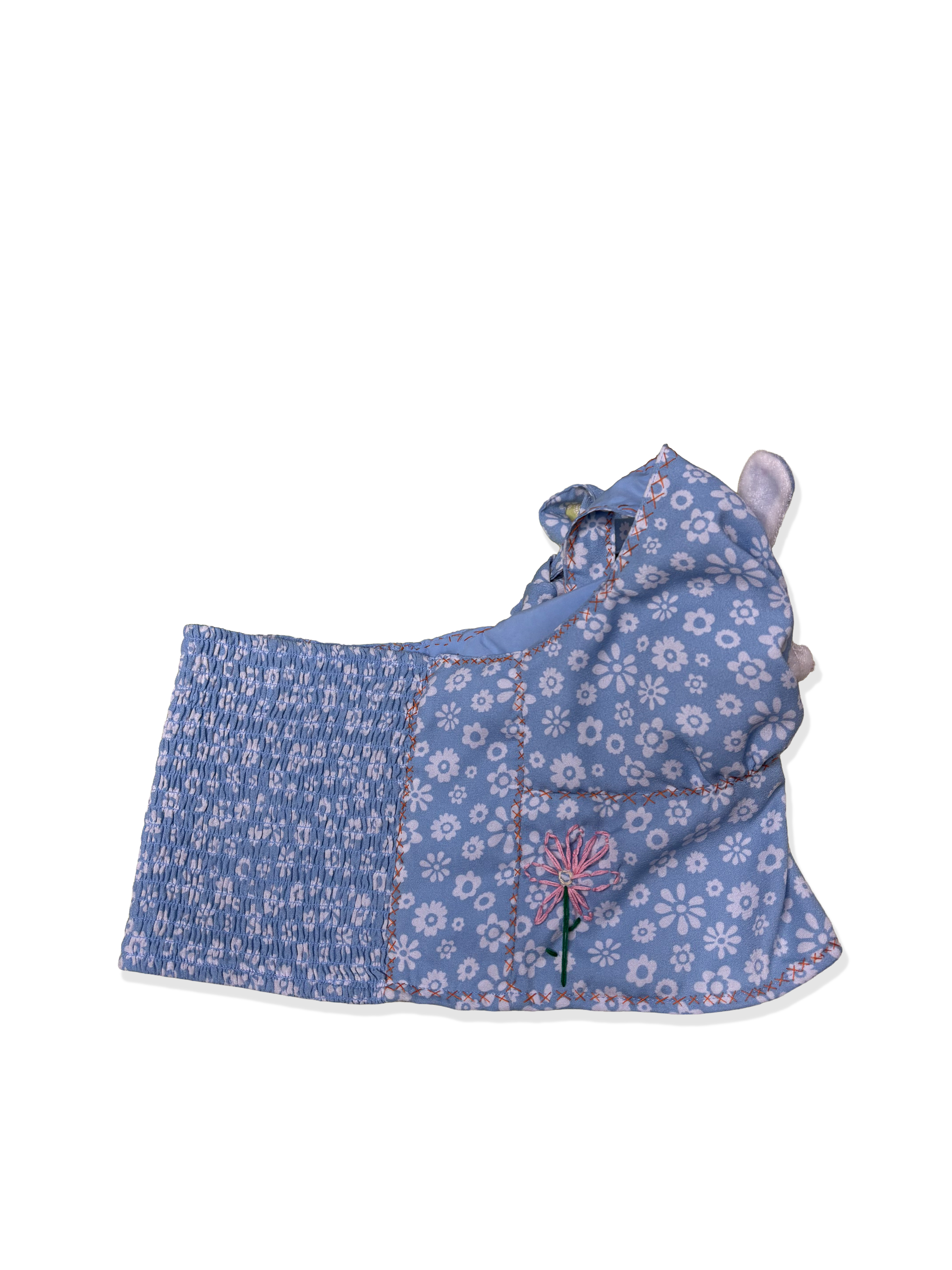 upcycled blue bunny halter top