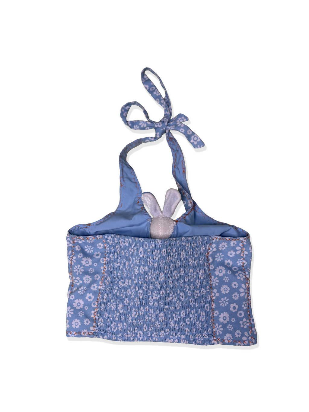 upcycled blue bunny halter top