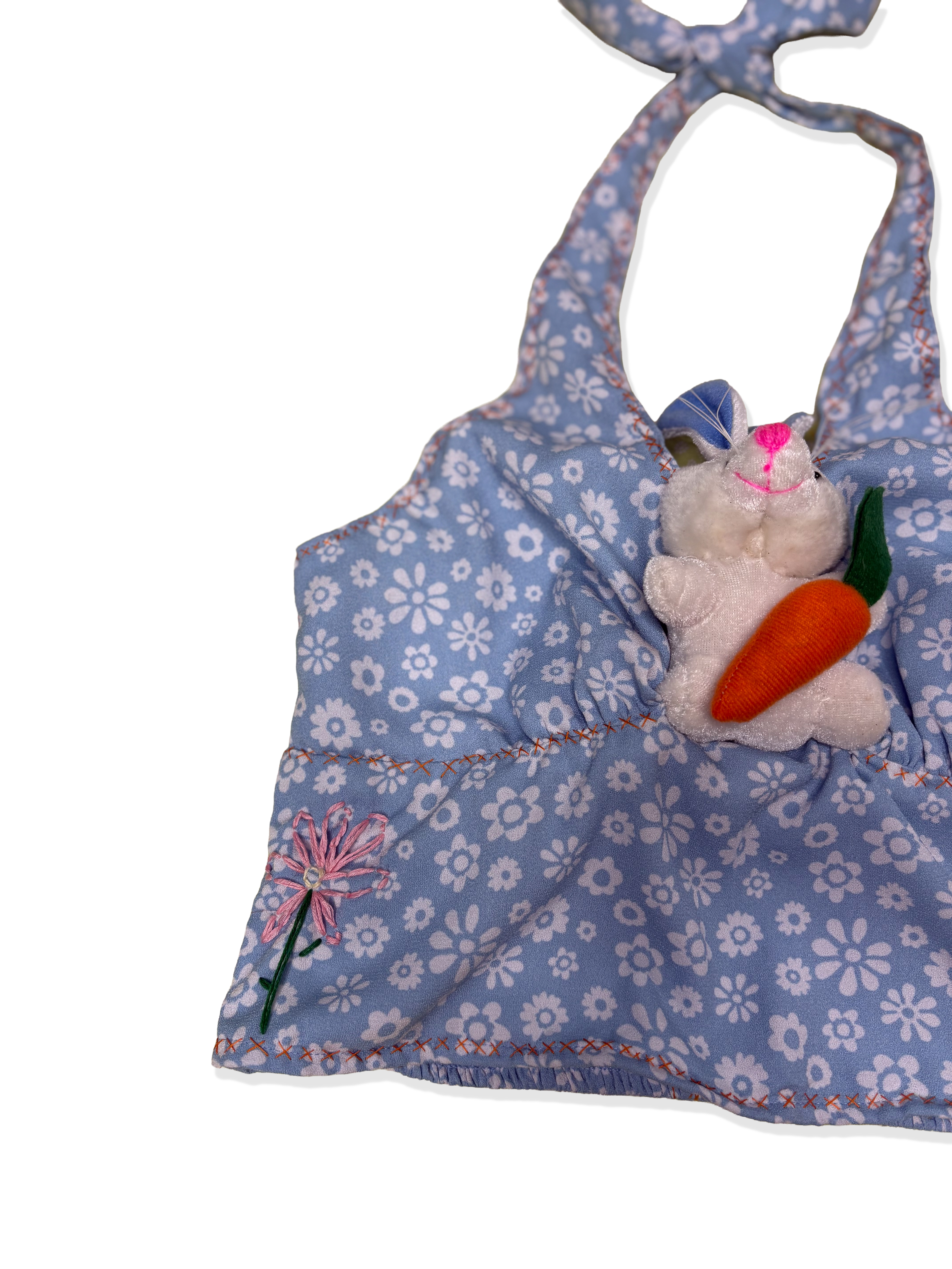 upcycled blue bunny halter top