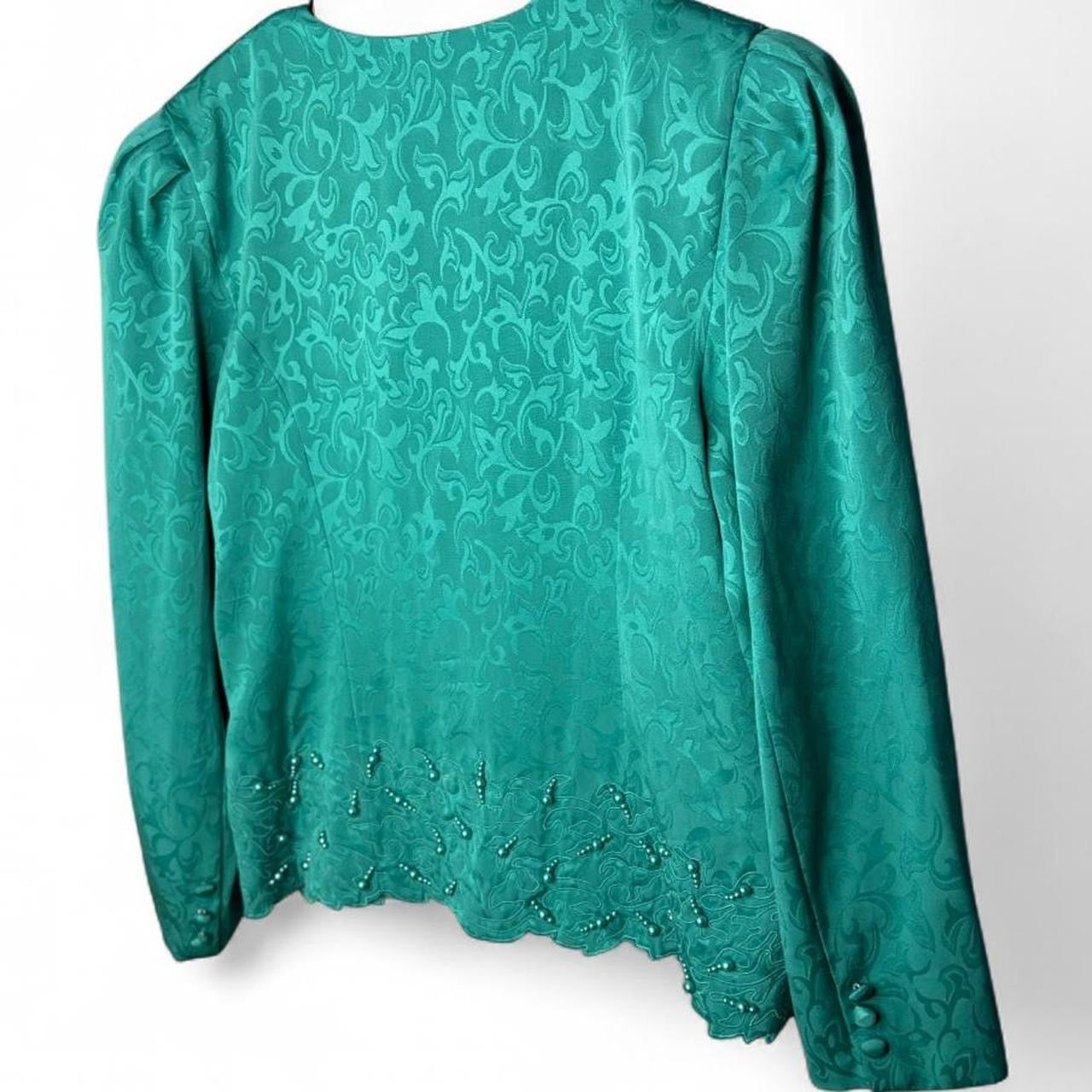 vintage 80s teal beaded jacket