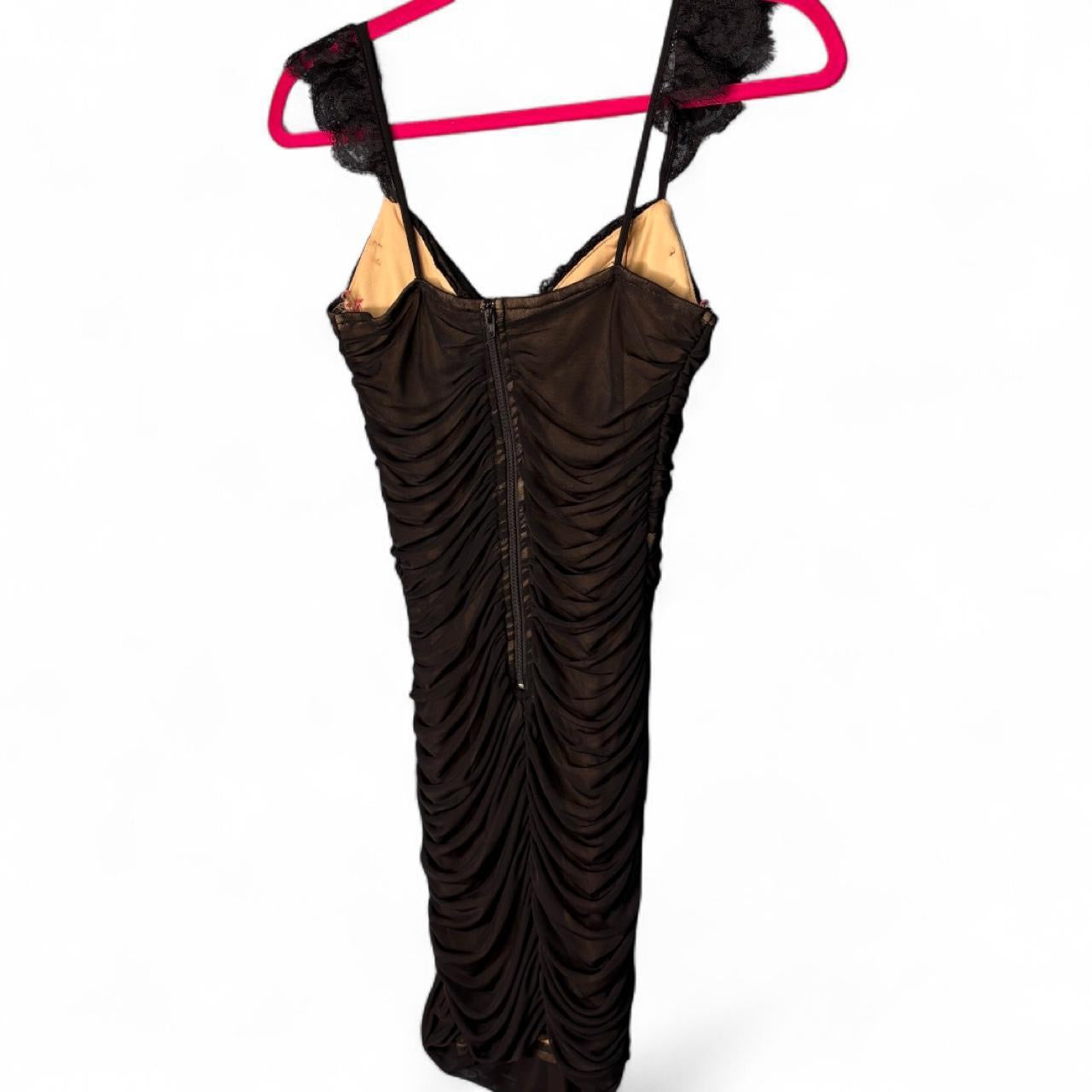 upcycled black dress w/ pink stitching