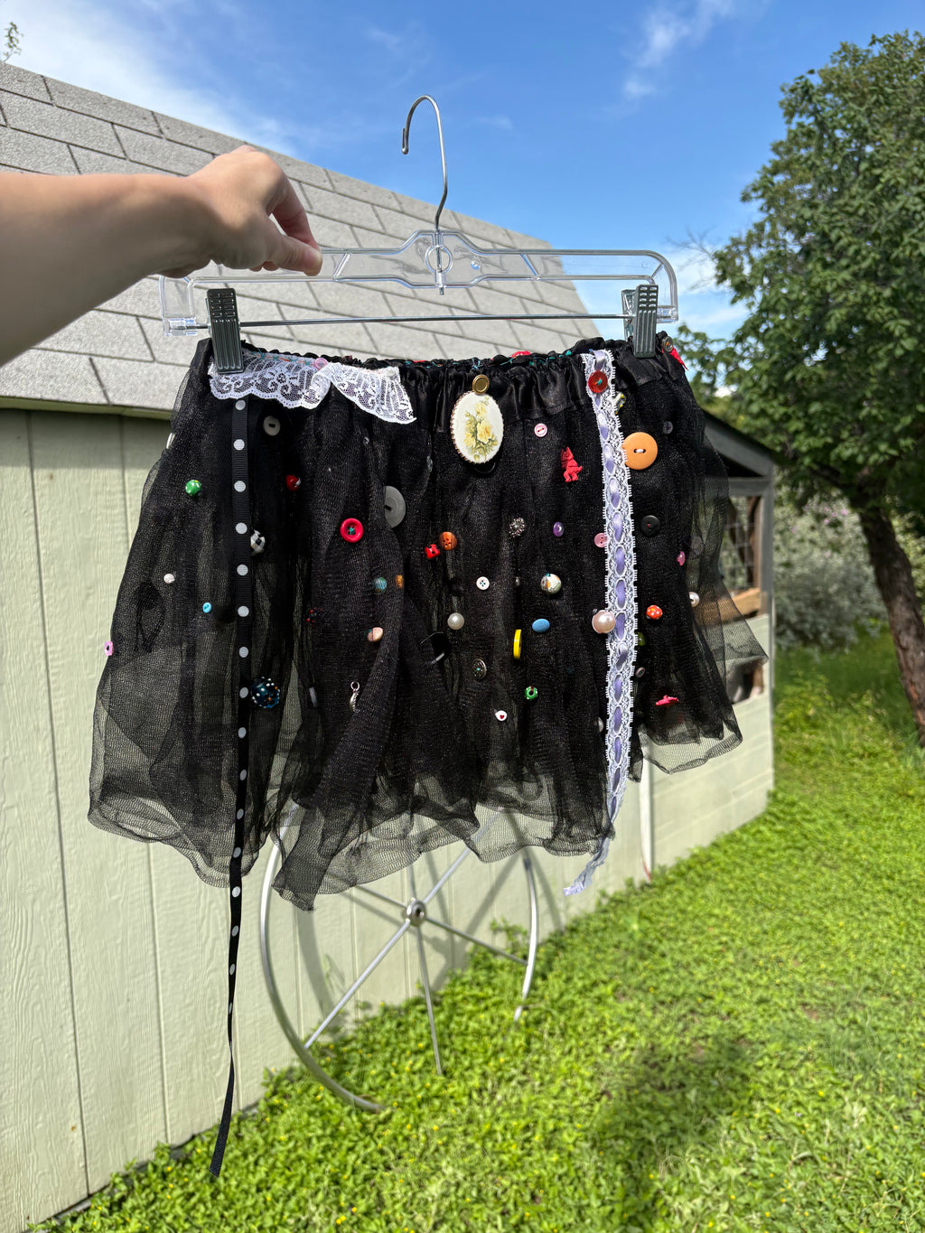 upcycled black sheer tutu